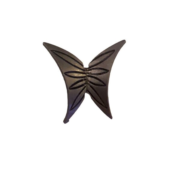 Silver Butterfly Brooch Simple Brutalist Iron 2” Unique - Picture 6 of 6